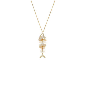 Gold Edgy Fishbone Chain Necklace - Adina Eden's Jewels