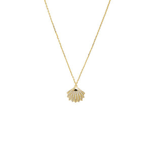 Gold Pavé Seashell Pendant Necklace - Adina Eden's Jewels