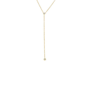 Gold CZ Double Bezel Drop Chain Lariat Necklace - Adina Eden's Jewels