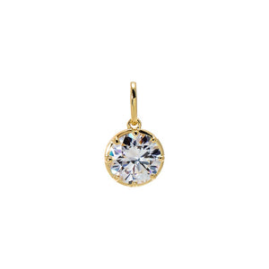Gold Moissanite Round Bezel Pendant Charm - Adina Eden's Jewels