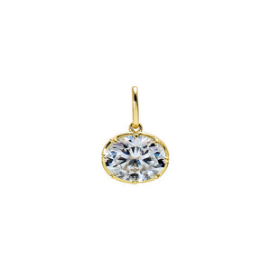 Gold Moissanite Oval Bezel Pendant Charm - Adina Eden's Jewels