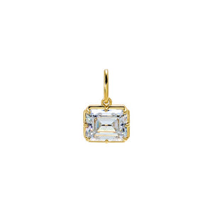 Gold Moissanite Emerald Bezel Pendant Charm - Adina Eden's Jewels