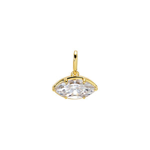 Gold Moissanite Marquise Bezel Pendant Charm - Adina Eden's Jewels