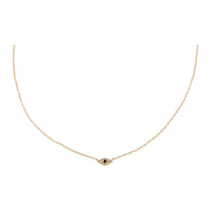 14K Gold Diamond Pave & Sapphire Blue Evil Eye Choker 14K - Adina Eden's Jewels
