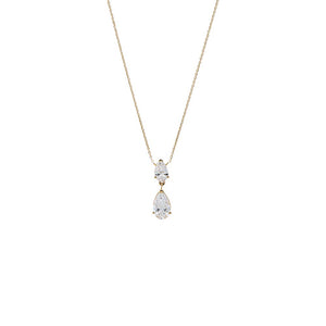 14K Gold Lab Grown Diamond Double Pear Drop Necklace 14K - Adina Eden's Jewels