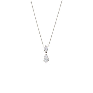 14K White Gold Lab Grown Diamond Double Pear Drop Necklace 14K - Adina Eden's Jewels