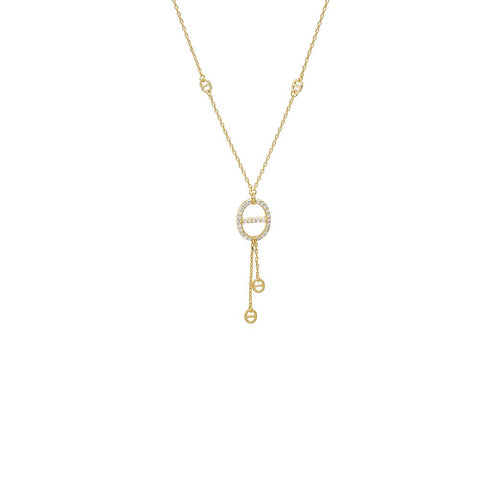 Pave Mariner Charm Pendant Lariat Necklace – Adina Eden
