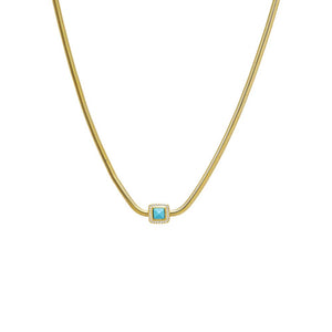 Turquoise Square Enclosed Snake Necklace