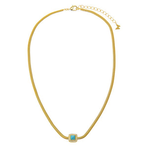 Turquoise Square Enclosed Snake Necklace