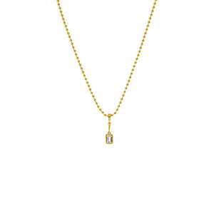 Gold CZ Baguette Bezel Pendant Ball Chain Necklace - Adina Eden's Jewels