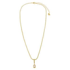 CZ Baguette Bezel Pendant Ball Chain Necklace - Adina Eden's Jewels