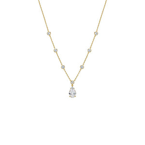 Fancy CZ Pear Drop Bezel Chain Necklace