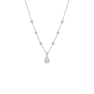 Fancy CZ Pear Drop Bezel Chain Necklace