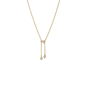 Gold Lab Grown Diamond Multi Shape Bezel Drop Chain Lariat - Adina Eden's Jewels