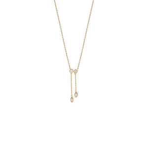 Gold Lab Grown Diamond Round/Oval Bezel Drop Chain Lariat - Adina Eden's Jewels