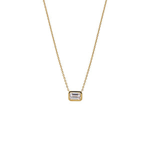 Gold Lab Grown Emerald Bezel Necklace - Adina Eden's Jewels