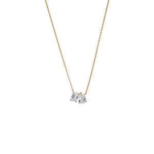 Gold Lab Grown Diamond Emerald X Pear Necklace - Adina Eden's Jewels