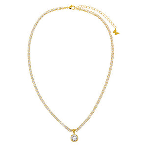 CZ Round Pendant Tennis Choker