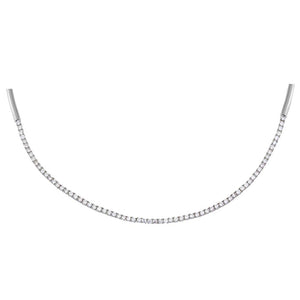 CZ Half Tennis Thin Collar Choker Necklace