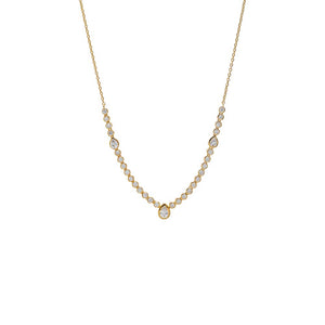 Gold Lab Grown Diamond Bezel Pear Center Tennis Necklace - Adina Eden's Jewels