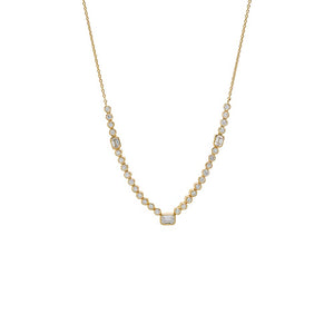 Gold Lab Grown Diamond Bezel Emerald Center Tennis Necklace - Adina Eden's Jewels