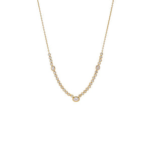Gold Lab Grown Diamond Bezel Oval Center Tennis Necklace - Adina Eden's Jewels