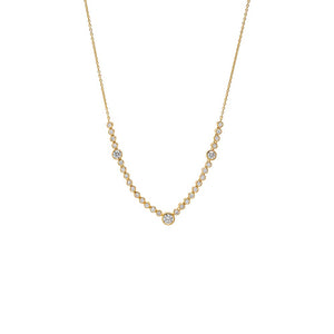 Gold Lab Grown Diamond Bezel Round Center Tennis Necklace - Adina Eden's Jewels