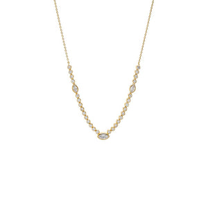 Gold Lab Grown Diamond Bezel Marquise Center Tennis Necklace - Adina Eden's Jewels