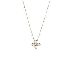 14K Gold Mother Of Pearl Bezel Flower Necklace 14K - Adina Eden's Jewels