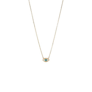 14K Gold Mother Of Pearl & Turquoise Evil Eye Necklace 14K - Adina Eden's Jewels