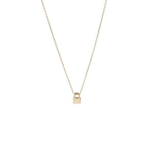 14K Gold Solid Mini Lock Pendant Necklace 14K - Adina Eden's Jewels