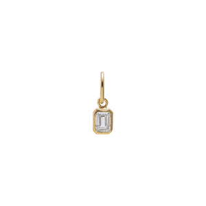 14K Gold Lab Grown Diamond Emerald Bezel Dangling Charm 14K - Adina Eden's Jewels