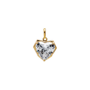 14K Gold / 2CT Lab Grown Diamond Heart Encased Charm 14K - Adina Eden's Jewels