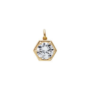 14K Gold / 2CT Lab Grown Diamond Round Encased Charm 14K - Adina Eden's Jewels