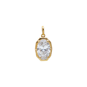 14K Gold / 2CT Lab Grown Diamond Oval Encased Charm 14K - Adina Eden's Jewels