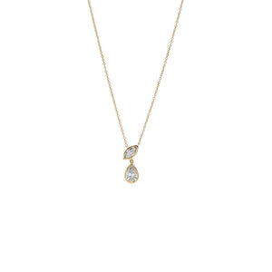 14K Gold Lab Grown Diamond Marquise X Pear Drop Necklace 14K - Adina Eden's Jewels