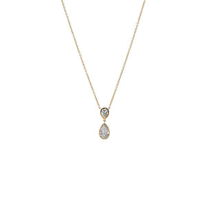 14K Gold Lab Grown Diamond Double Pear Bezel Drop Necklace 14K - Adina Eden's Jewels
