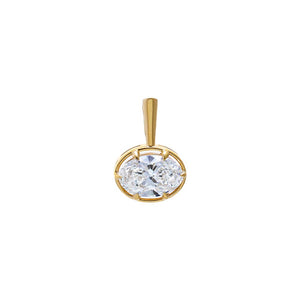 14K Gold / 4CT Lab Grown Diamond Oval Bezel Necklace Charm 14K - Adina Eden's Jewels