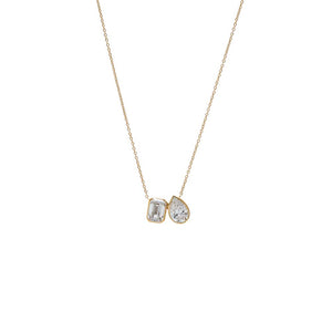 14K Gold Lab Grown Diamond Emerald X Pear Necklace 14K - Adina Eden's Jewels
