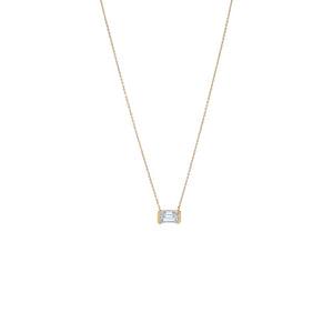 Lab Grown Diamond Emerald Semi Bezel Pendant Necklace 14K