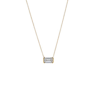 Lab Grown Diamond Emerald Semi Bezel Pendant Necklace 14K