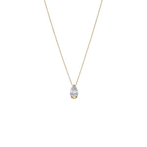 Lab Grown Diamond Pear Semi Bezel Pendant Necklace 14K
