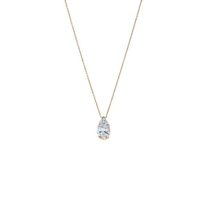 Lab Grown Diamond Pear Semi Bezel Pendant Necklace 14K