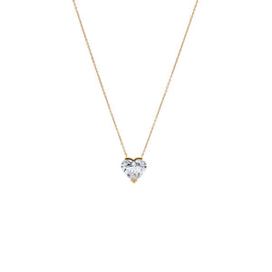 Lab Grown Diamond Heart Semi Bezel Pendant Necklace 14K