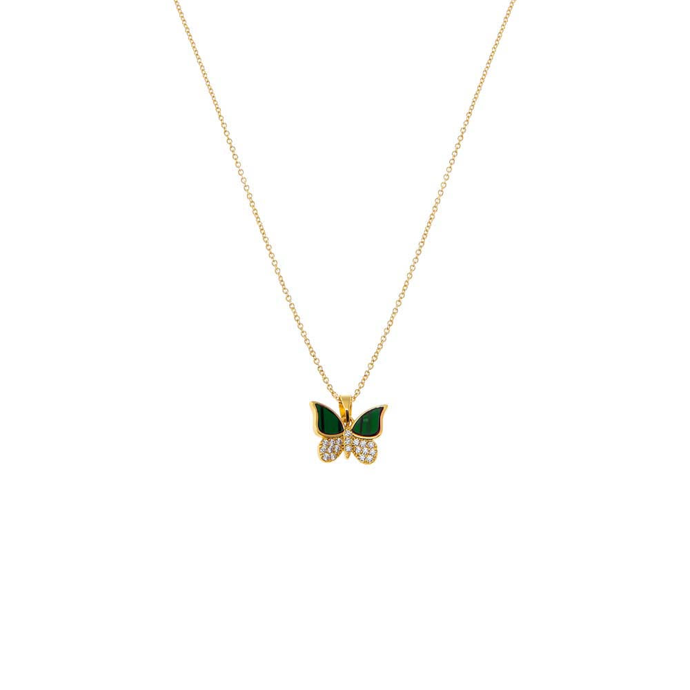 Gold Pave / Colored Butterfly Necklace - Adina Eden's Jewels