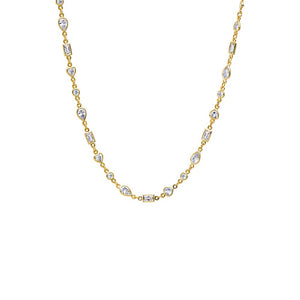 Gold Colored CZ Multishape Tennis Style Necklace - Adina Eden's Jewels