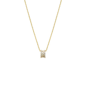 Gold Pave X Baguette Roller Charm Necklace - Adina Eden's Jewels