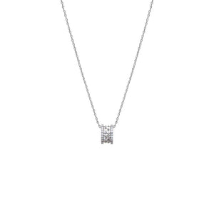 Silver Pave X Baguette Roller Charm Necklace - Adina Eden's Jewels