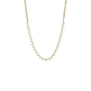 Colored Double CZ Tennis Paperclip Necklace