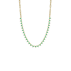 Colored Double CZ Tennis Paperclip Necklace